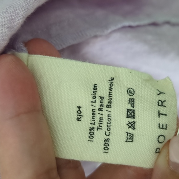 Poetry Minimalist A Shape Linen Lavender Sleeveless V-Neck Dress Sz 12 Pockets - Picture 5 of 7